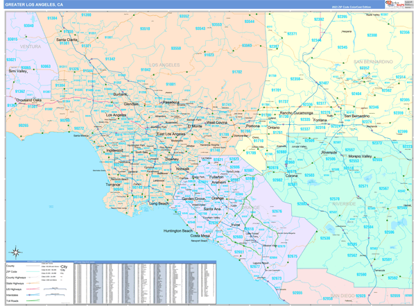 Greater Los Angeles Metro Area Map Book Color Cast Style